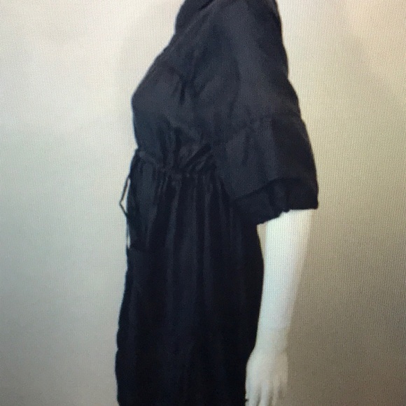 PETE & GRETA black silk ruffled dress S - Picture 5 of 8